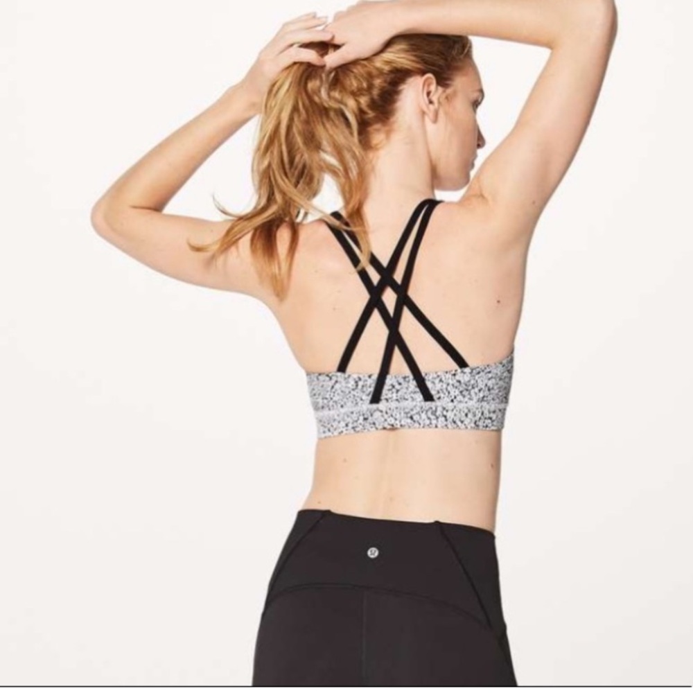Lululemon Energy Bra Ditsy Daisy White Black 10